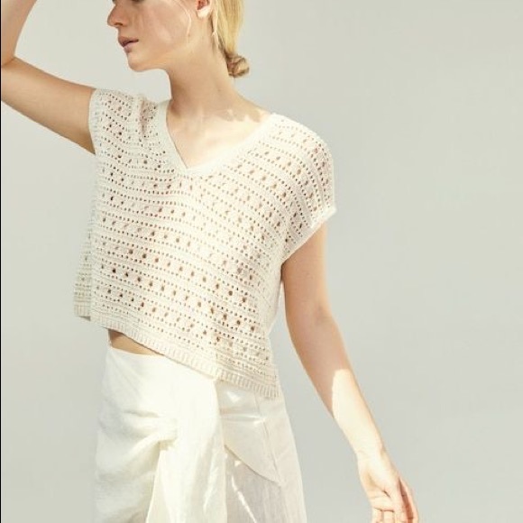 Cream Crochet Top with Tassles